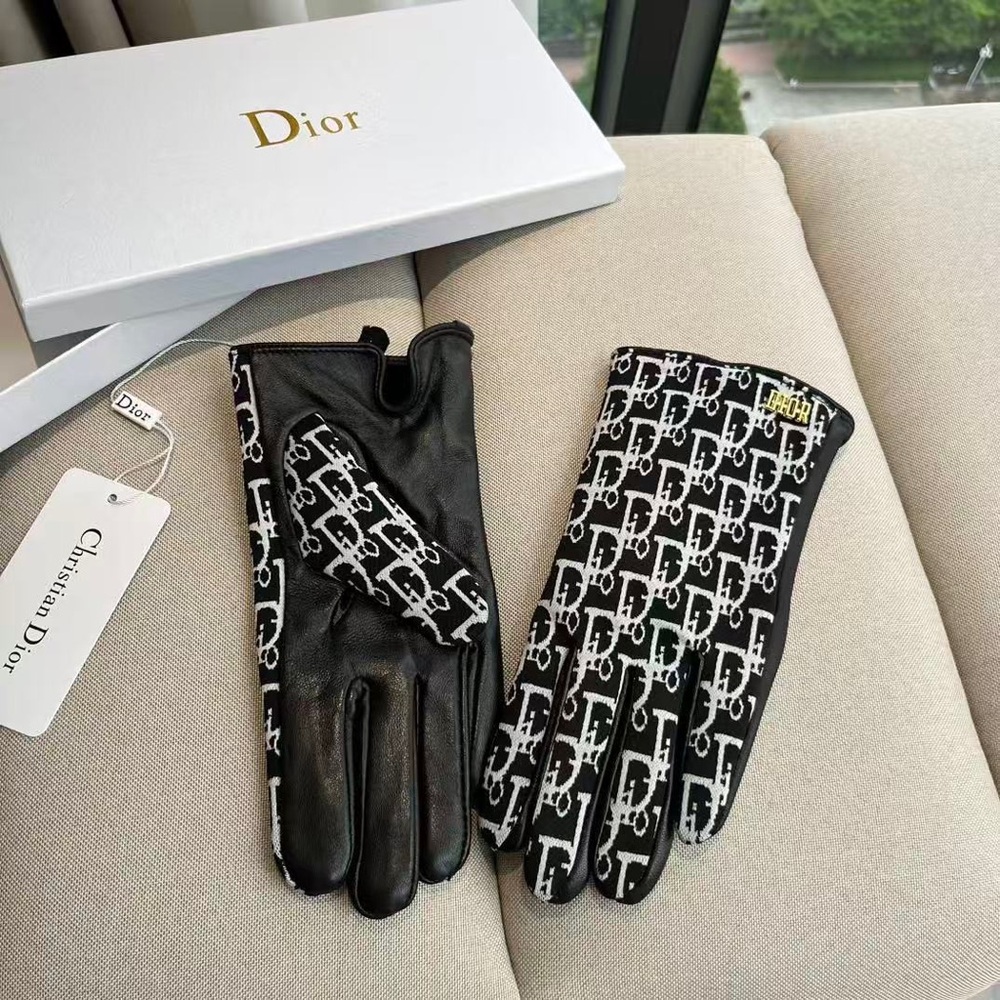 Dior Monogram Black and White Men's Gloves